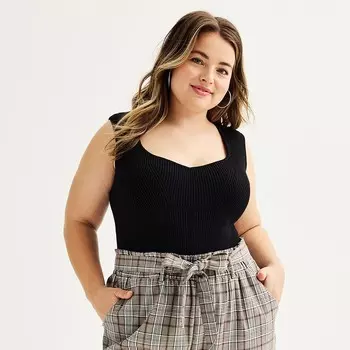 Боди-свитер без рукавов SO для юниоров больших размеров, черный