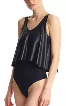 Боди свободного покроя из искусственной кожи черного цвета Commando