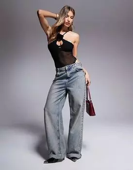 Боди Tasha corsage в сетку черного цвета ASOS DESIGN