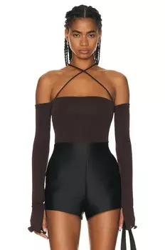 Боди The Andamane Maddy Off Shoulder Lace Up, цвет Dark Brown