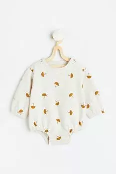 Боди-толстовка из хлопка H&amp;M, натуральный белый/зонты