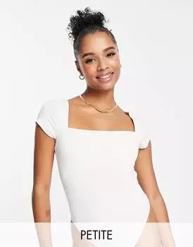Боди Topshop Petite с короткими рукавами цвета слоновой кости