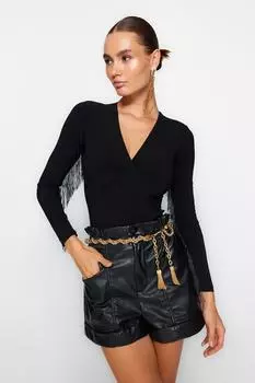 Боди Trendyol с кисточками, черный