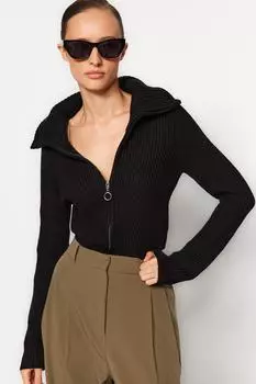 Боди Trendyol с застежкой-молнией, черный