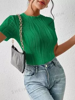 Боди трикотажное Shein Frenchy из ребристой ткани, зеленый