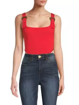 Боди Трикотажное в Рубчик Versace Jeans Couture без рукавов, poppy rose