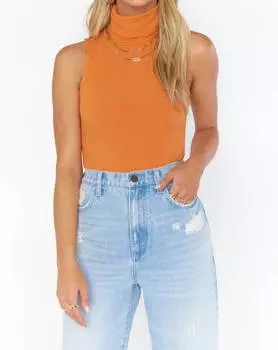 Боди Turtle из жженого оранжевого трикотажа в рубчик Show Me Your Mumu