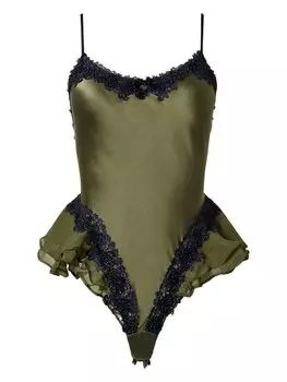Боди TWINSET, украшенное стразами, зеленый