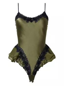 Боди TWINSET, украшенное стразами, зеленый