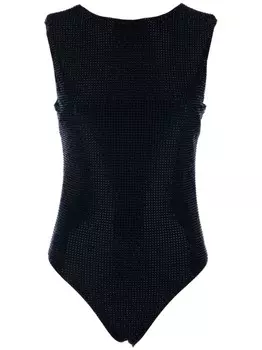 Боди украшенное кристаллами TWENTY FOURHAITCH, черный