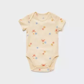 Боди UNIQLO Joy of Print из хлопковой сетки с короткими рукавами, светло-оранжевый