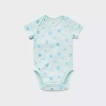 Боди UNIQLO Joy of Print из хлопковой сетки с короткими рукавами, синий