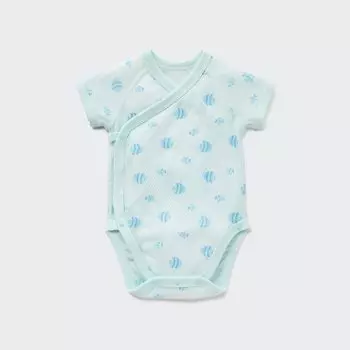 Боди UNIQLO Joy of Print из хлопковой сетки с короткими рукавами, синий