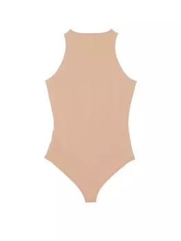 Боди Victoria's Secret Pink Base Stretch High-neck, светло-бежевый