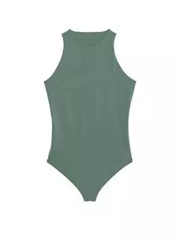 Боди Victoria's Secret Pink Base Stretch High-neck, зеленый