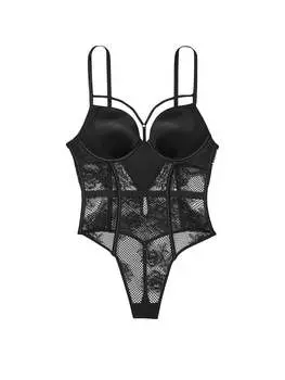 Боди Victoria's Secret Very Sexy Bombshell Fishnet Floral Teddy, чёрный