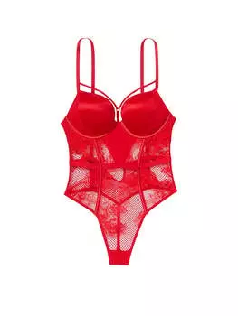 Боди Victoria's Secret Very Sexy Bombshell Fishnet Floral Teddy, красный