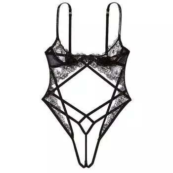 Боди Victoria's Secret Very Sexy Tease Barely-There Open Cup Teddy, черный