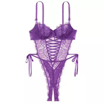 Боди Victoria's Secret Very Sexy Wicked Unlined Lace Crotchless Teddy, фиолетовый