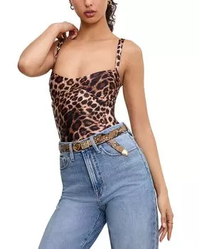 Боди в форме сердца из сатина Good American, коричневый