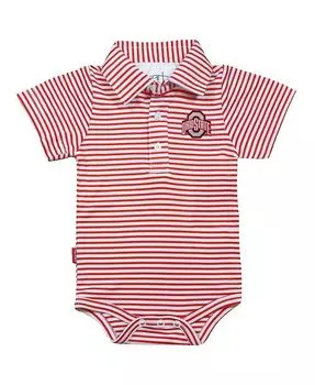 Боди в полоску с короткими рукавами Scarlet, White Ohio State Buckeyes Carson для мальчиков и девочек Garb, красный