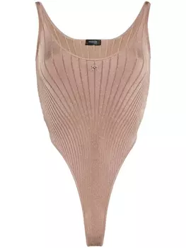 Боди в рубчик Mugler, коричневый