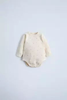 Боди в рубчик с цветочным принтом ZARA, светло-розовый