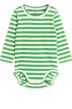 Боди в рубчик с длинными рукавами Arket, зеленый