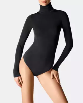 Боди Wolford с высоким воротником и длинными рукавами, черный