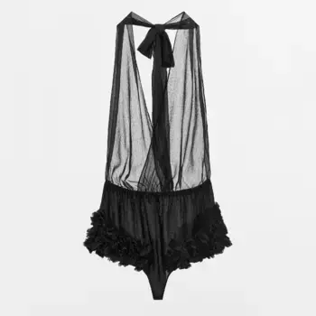 Боди Zara Limited Edition Floral Textured, черный