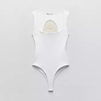 Боди Zara Ribbed Crochet, белый