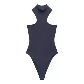 Боди Zara Ribbed Halter, угольно-серый
