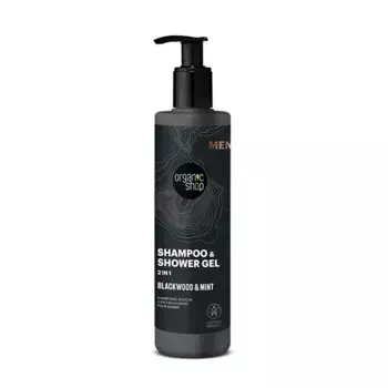 Бодрящий шампунь и гель Shampoo & Shower Gel 2 In 1 Blackwood & Mint Organic Shop, 280 ml