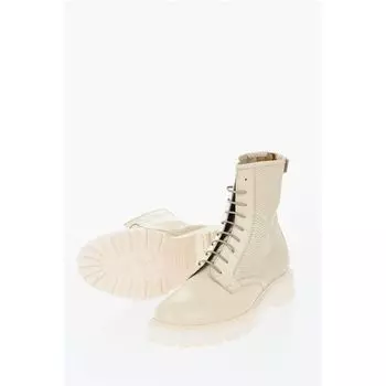 Боевые ботинки из перфорированной кожи с молнией сзади Woolrich, Beige