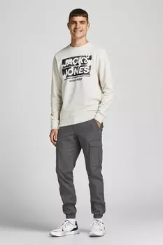 Боевые брюки с облегающими штанинами с манжетами Jack & Jones, серый