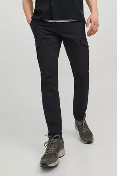 Боевые брюки с облегающими штанинами с манжетами Jack & Jones, черный
