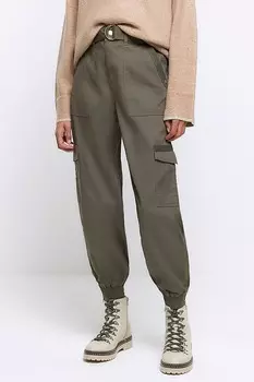 Боевые брюки с поясом и декоративной отделкой внизу штанин River Island, зеленый