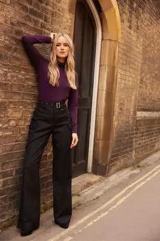 Боевые брюки с широкими штанинами и ремнем Long Tall Sally, черный