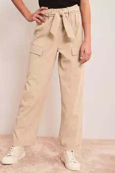 Боевые брюки с широкими штанинами и ремнем Lipsy, бежевый