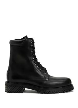 Боевые черные мужские кожаные ботинки Off-White