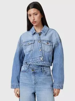 Богатая джинсовая куртка aki crossover из органического хлопка AllSaints, цвет Blue Indigo