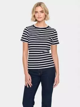 Богатая футболка из органического хлопка в полоску aster Saint Tropez, черный/белый