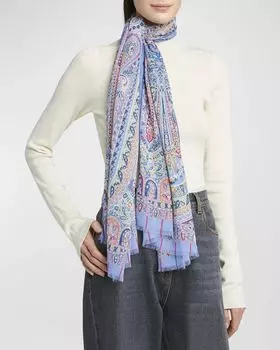 Богемный шелковый шарф Etro, цвет S9000 Multicolor