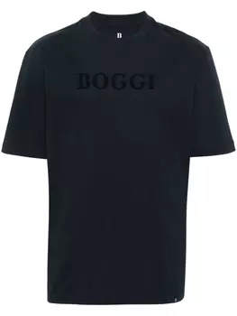 Boggi Milano футболка с фактурным логотипом, синий