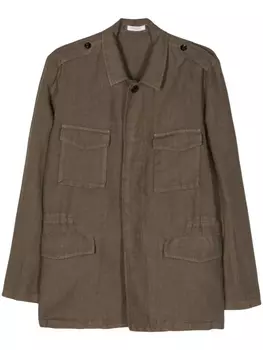 Boglioli льняная куртка-рубашка из ткани шамбре, коричневый