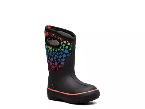 Bogs Classic II Rain Boot - Kids, черный, с радужным звездным принтом