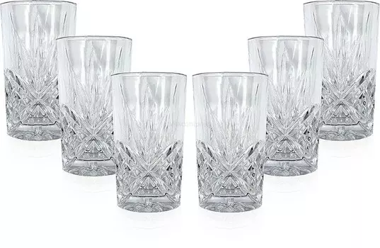 Бокал для лонг-дринков Mixcompany - набор из 6 стаканов для лонг-дринков - 6 стаканов с хрустальным дизайном