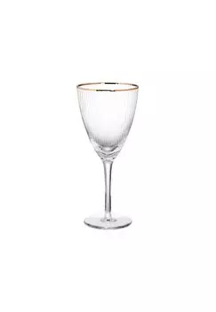 Бокал для вина GOLDEN TWENTIES с золотой каймой и бороздками, 280мл BUTLERS, прозрачный