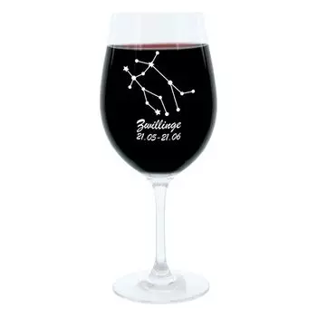 Бокал для вина Leonardo 400 мл, мотивный бокал, созвездие Близнецов, подарочный, декоративный бокал с гравировкой, декоративный бокал, 22 см Glaskoch