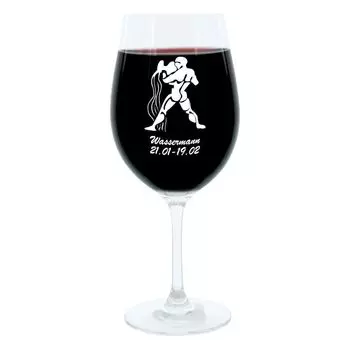 Бокал для вина Leonardo 400 мл, мотивный бокал, знак зодиака Водолей, подарок, бокал для настроения с гравировкой, бокал для настроения, 22 см Glaskoch